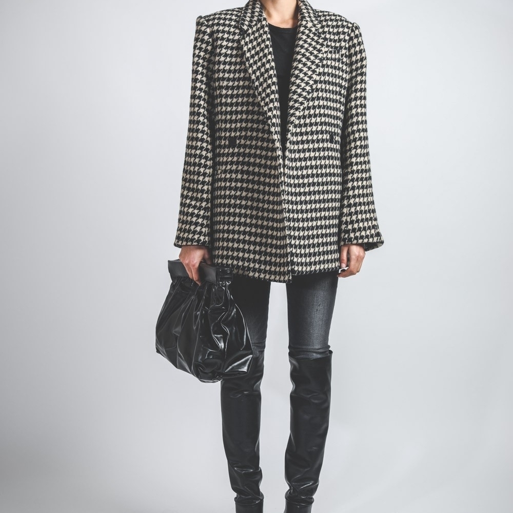 Anine Bing Black and White Houndstooth Blazer